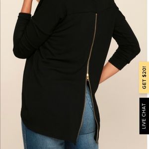 Lulus Zip To My Lou Black Sweater
